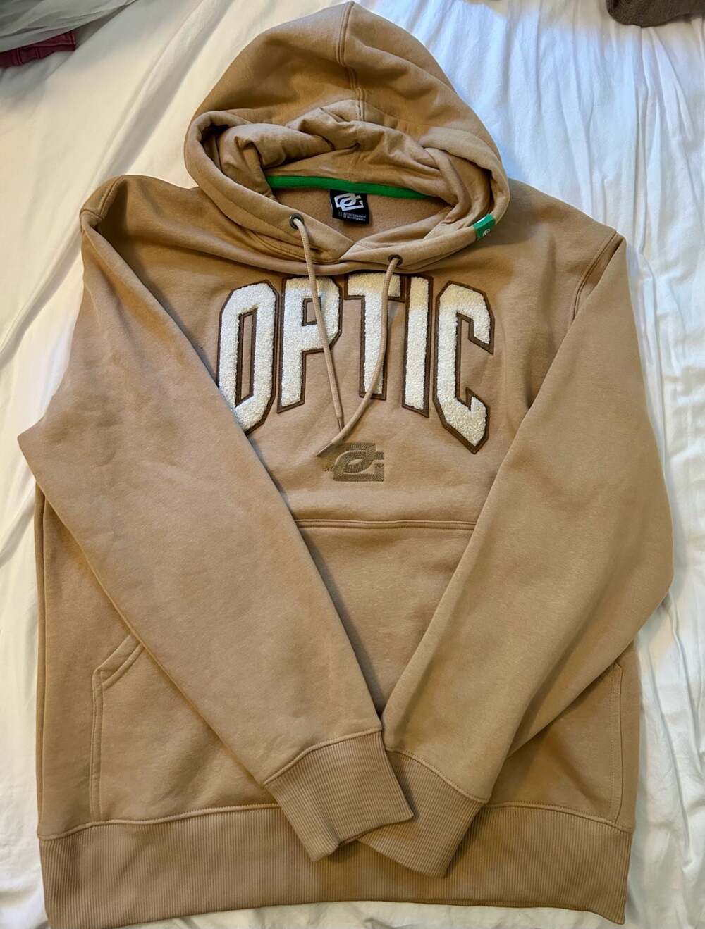 OpTic Gaming Founders Hoodie Tan Chenille Arch Logo Sweatshirt Medium deadwood